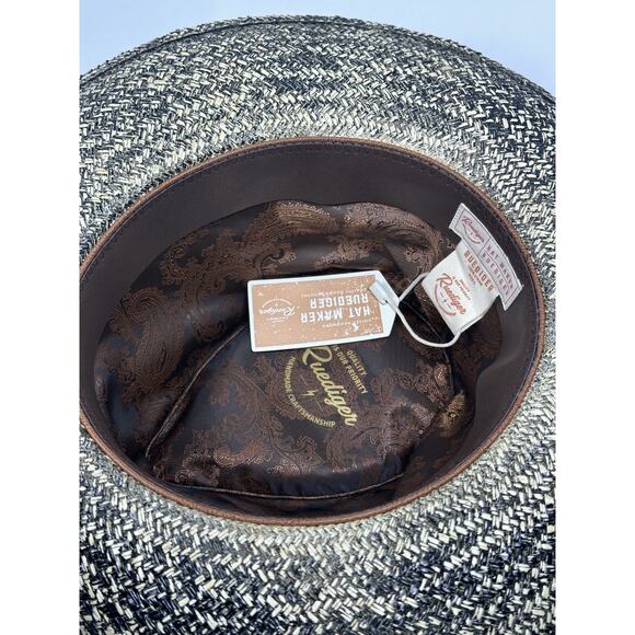 Ruediger Handmade Straw Sun Hat – Wide Brim Western Fedora 100% Straw L main image 7